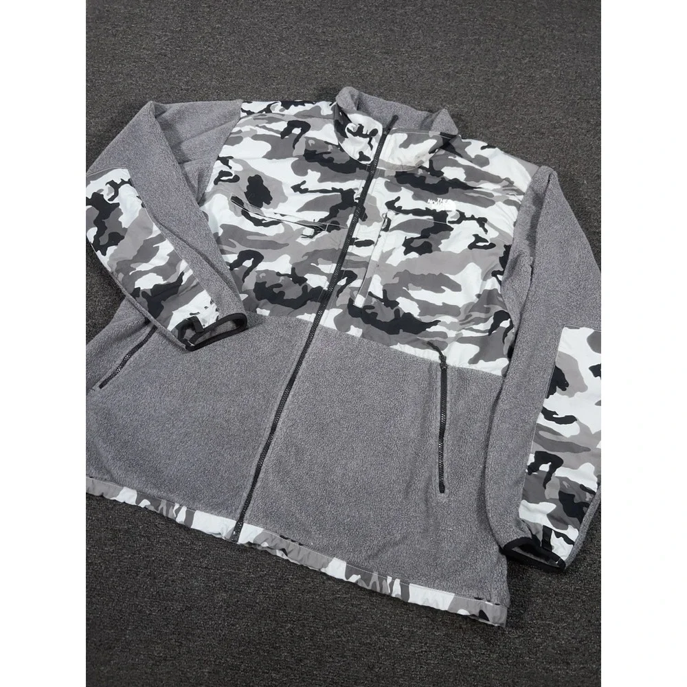 The North Face Denali Fleece Jacket Men's 3XL Gray Camo Full Zip Outdoors